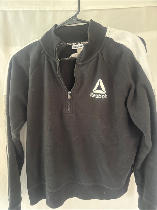 Reebok Pants - Reebok Womens Black Quarter-Zip Pullover with White Logo Pants as well.
